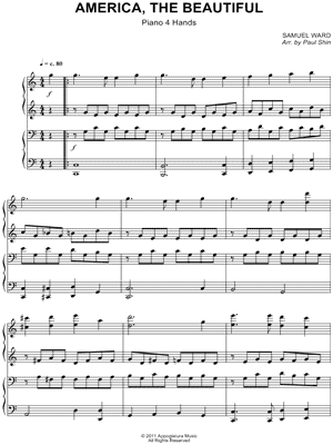 America the Beautiful Sheet Music by Samuel Augustus Ward - Instrumental Duet