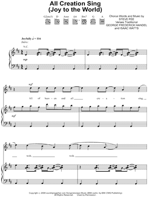 All Creation Sing (Joy to the World) Sheet Music by Fee - Piano/Vocal/Guitar, Singer Pro