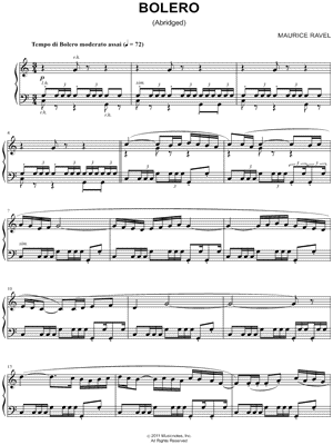 Ravel Bolero Piano Sheets