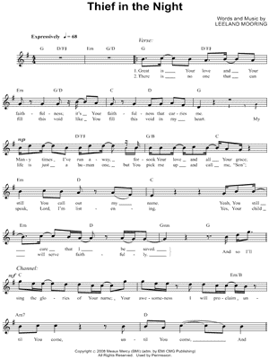 Thief In the Night Sheet Music by Leeland - Leadsheet