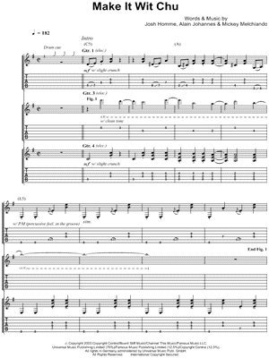Make It Wit Chu Sheet Music by Queens Of The Stone Age - Guitar TAB Transcription