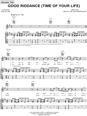 Good Riddance (Time of Your Life) Sheet Music by Green Day - Ukulele TAB