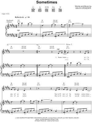 Sometimes Sheet Music by David Crowder - Piano/Vocal/Guitar, Singer Pro