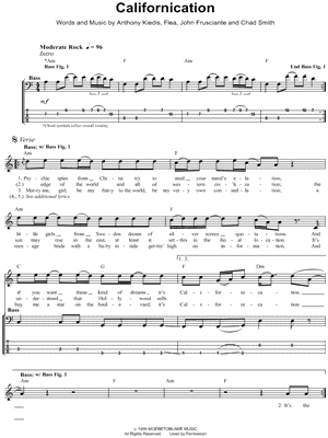 Californication Sheet Music by Red Hot Chili Peppers - Bass TAB