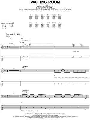 Waiting Room Sheet Music by No Doubt - Bass TAB, Guitar TAB/Bass TAB;Guitar TAB