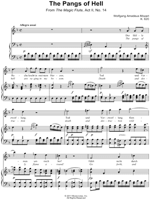 Wolfgang Amadeus Mozart - The Pangs of Hell - From The Magic Flute - Sheet Music (Digital Download)