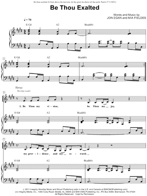 Be Thou Exalted Sheet Music by New Life Worship - Piano/Vocal/Chords, Singer Pro