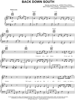 Back Down South Sheet Music by Kings of Leon - Piano/Vocal/Guitar