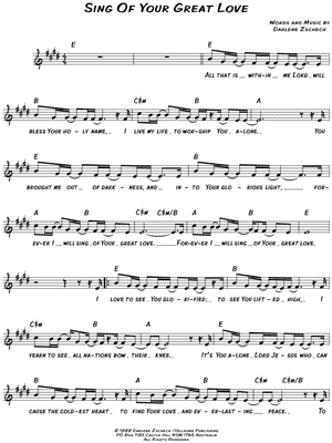 Sing of Your Great Love Sheet Music by Hillsong - Leadsheet
