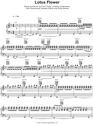 Lotus Flower Sheet Music by Radiohead - Piano/Vocal/Guitar, Singer Pro