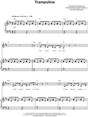 Trampoline Sheet Music by Francesca Battistelli - Piano/Vocal/Chords, Singer Pro