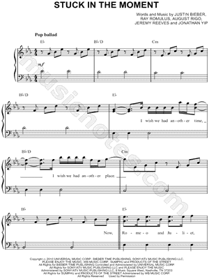 Justin Bieber Sheet Music on Image Of Justin Bieber Stuck In The Moment Sheet Music Easy Piano