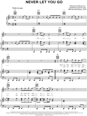 Never Let You Go Sheet Music by Justin Bieber - Piano/Vocal/Guitar