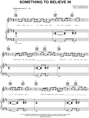 Something To Believe In Sheet Music by Parachute - Piano/Vocal/Guitar, Singer Pro