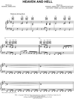 Heaven and Hell Sheet Music by Black Sabbath - Piano/Vocal/Guitar