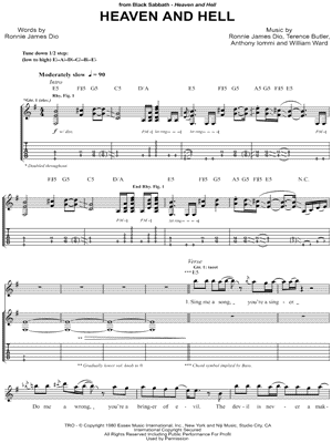 Heaven and Hell Sheet Music by Black Sabbath - Guitar Recorded Versions (with TAB), Guitar TAB Transcription/Guitar Recorded Versions (with TAB);Guitar TAB Transcription