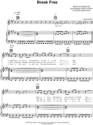 Break Free Sheet Music by Hillsong - Piano/Vocal/Guitar, Singer Pro