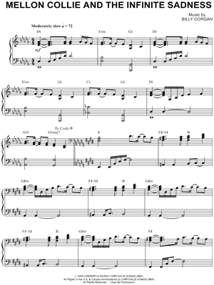 Mellon Collie and the Infinite Sadness Sheet Music by The Smashing Pumpkins - Piano Solo