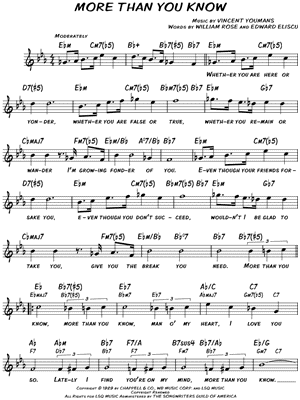 More Than You Know Sheet Music by Vincent Youmans - Leadsheet