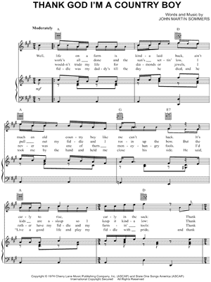 Thank God I'm a Country Boy Sheet Music by John Denver - Piano/Vocal/Guitar
