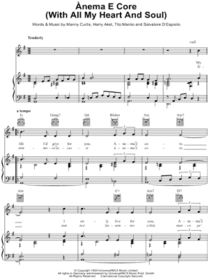 nema e Core Sheet Music by Eddie Fisher - Piano/Vocal/Guitar