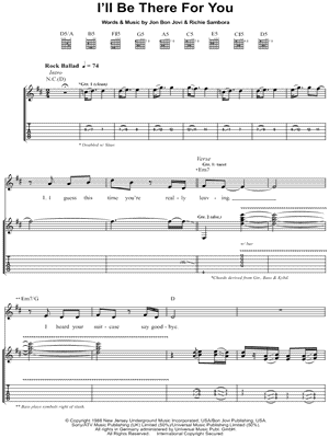 I'll Be There for You Sheet Music by Bon Jovi - Guitar TAB Transcription