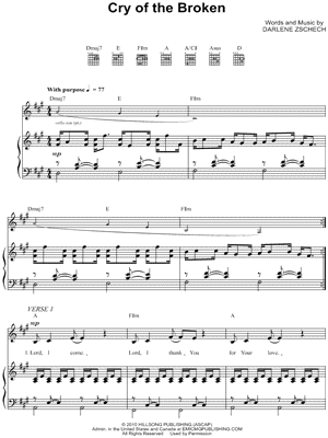 Cry of the Broken Sheet Music by Hillsong - Piano/Vocal/Guitar, Singer Pro