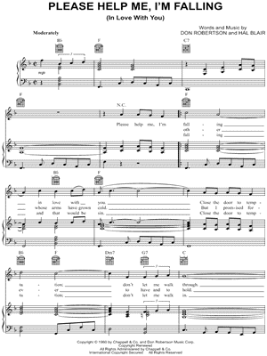 Please Help Me, I'm Falling Sheet Music by Hank Locklin - Piano/Vocal/Guitar