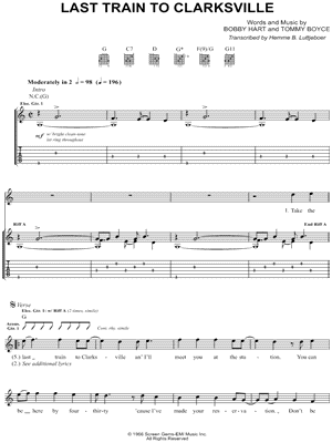 Image of The Monkees - LAST TRAIN TO CLARKSVILLE Guitar Tab (Digital ...