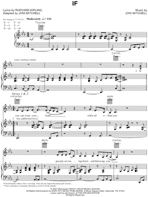 If Sheet Music by Joni Mitchell - Piano/Vocal/Guitar, Singer Pro
