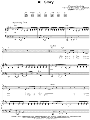All Glory Sheet Music by Tim Hughes - Piano/Vocal/Guitar, Singer Pro