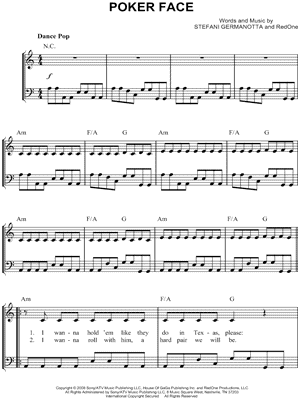 Simple Facial Products on Image Of Lady Gaga  Poker Face  Sheet Music  Easy Piano    Download