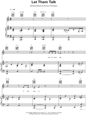 Let Them Talk Sheet Music by Hugh Laurie - Piano/Vocal/Guitar, Singer Pro