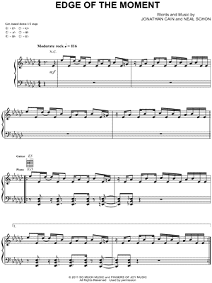 Edge of the Moment Sheet Music by Journey - Piano/Vocal/Guitar, Singer Pro