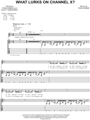 What Lurks on Channel X? Sheet Music by Rob Zombie - Guitar TAB Transcription