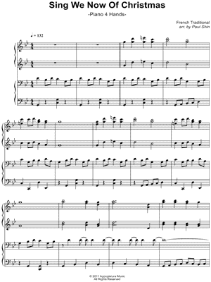 Sing We Now of Christmas Sheet Music by Traditional French Carol - 1 Piano 4-Hands