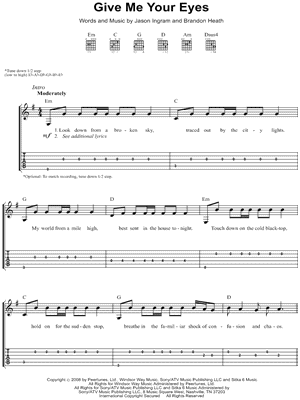 Image of Brandon Heath "Give Me Your Eyes" Guitar Tab - Download ...