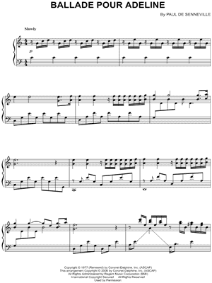 Partition piano ballade pour adeline