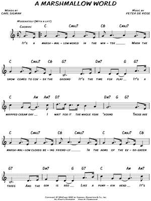 A Marshmallow World Sheet Music by Peter De Rose - Leadsheet