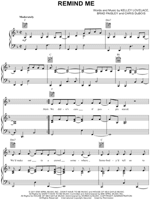 Remind Me Sheet Music by Brad Paisley - Piano/Vocal/Guitar