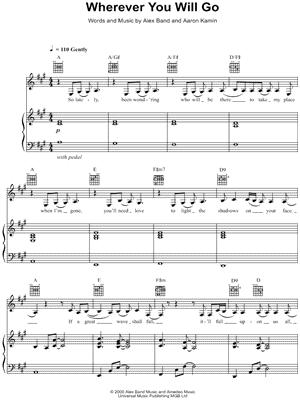 Wherever You Will Go Sheet Music by Charlene Soraia - Piano/Vocal/Guitar, Singer Pro