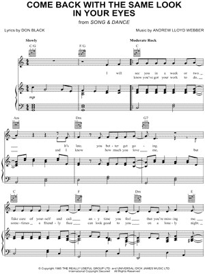 Bernadette Peters - Come Back With the Same Look In Your Eyes - from Song & Dance - Sheet Music (Digital Download)