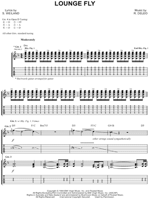 Lounge Fly Sheet Music by Stone Temple Pilots - Guitar TAB Transcription