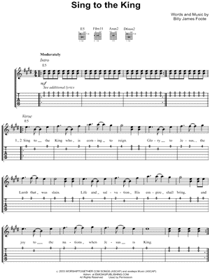 Sing To the King Sheet Music by Billy James Foote - Easy Guitar TAB