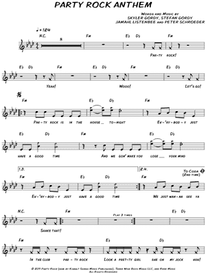 Image of LMFAO Party Rock Anthem Sheet Music Digital Download 