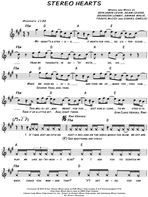 Stereo Hearts Sheet Music by Gym Class Heroes - Leadsheet