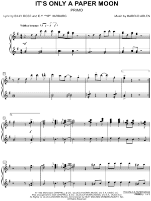 It's Only a Paper Moon Sheet Music by Harold Arlen - Instrumental Duet