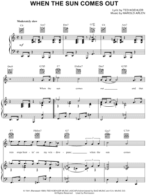 When the Sun Comes Out Sheet Music by Mel Torm - Piano/Vocal/Guitar