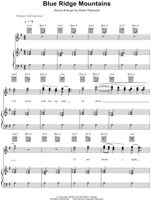 Fleet Foxes - Blue Ridge Mountains - Sheet Music (Digital Download)