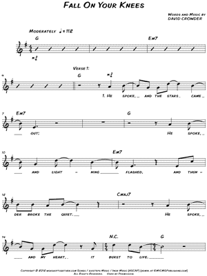 Fall on Your Knees Sheet Music by David Crowder Band - Leadsheet